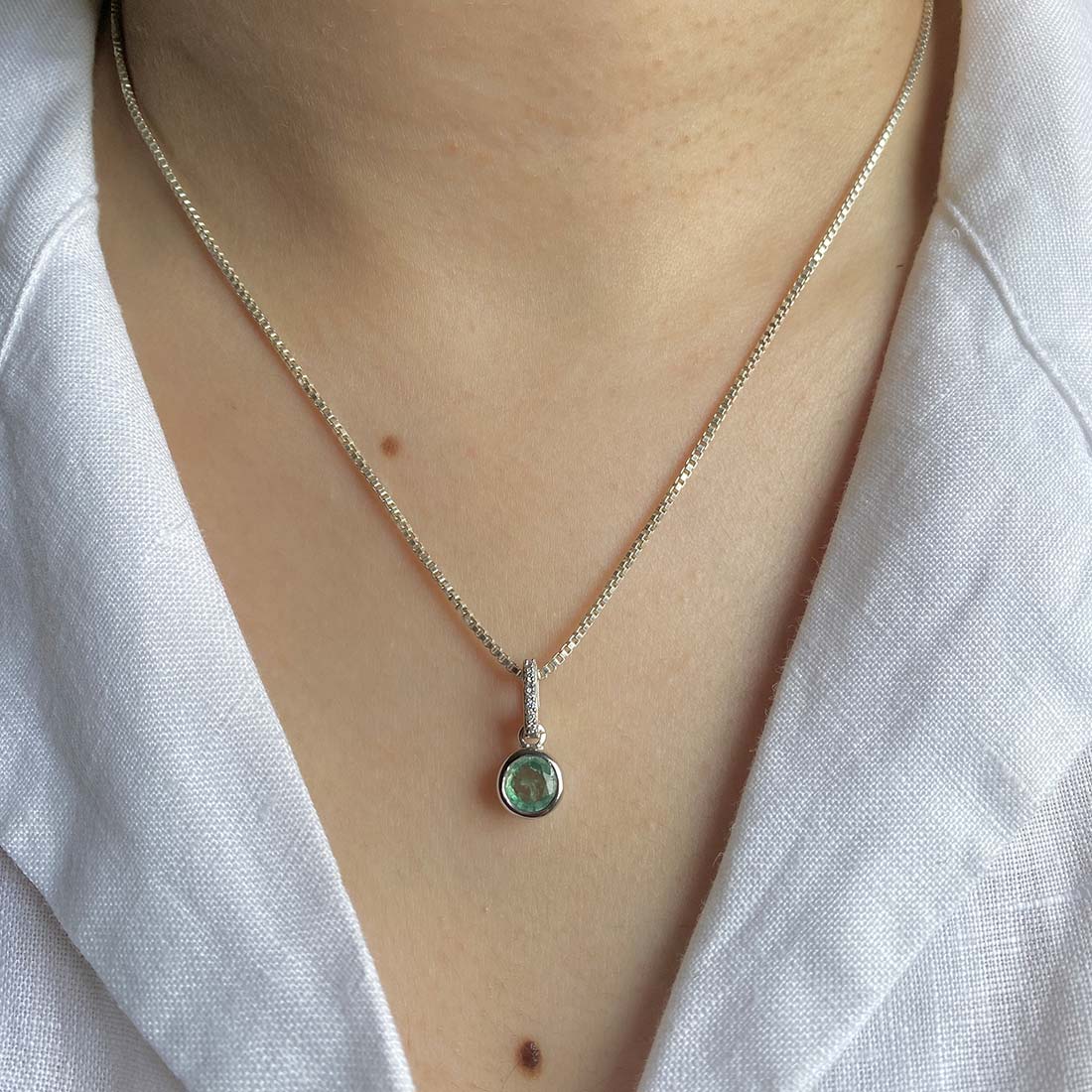 Green Kyanite & White Topaz Pendant-(KYN-SP-958-G.)